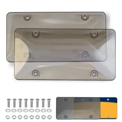 2 Pack Car License Plate Tinted Tag Shield Cover Plastic Clear Protector ABS Automobiles Exterior Accessory