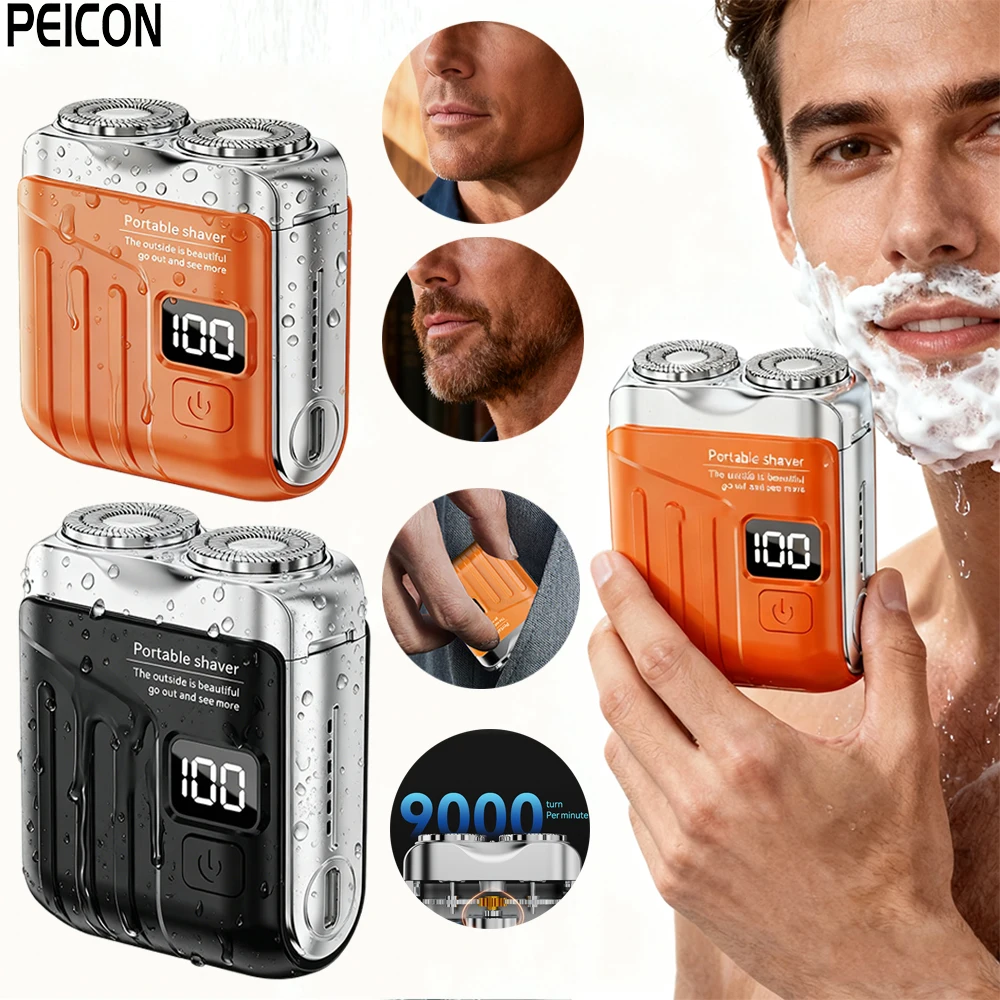 Rasoir électrique pour hommes, Mini rasoir Portable, Rechargeable, humide/sec, tondeuse à barbe pour le visage, Machine de rasage numérique intelligente