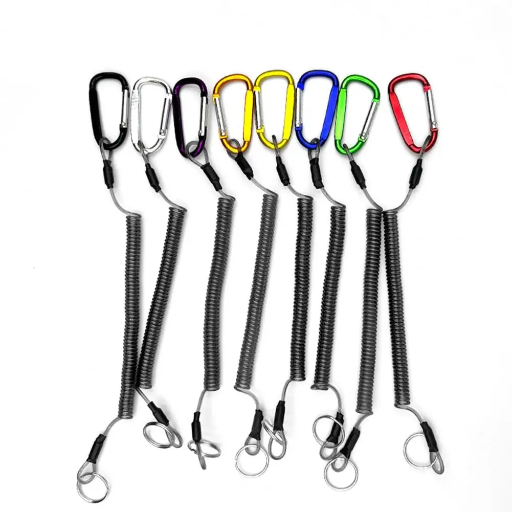 

1 Set Fishing Coiled Lanyards Fishing Keychain Ring Hook Fishing Lanyard for Boating Ropes with Camping Carabiner Tools