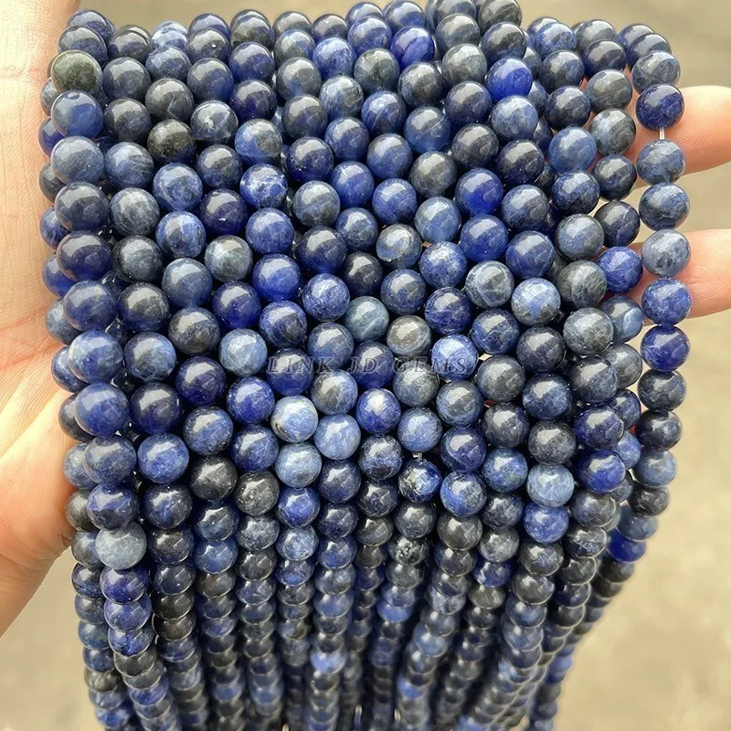 5A Natural Sodalite Blue-vein Stone Beads Round Loose Spacer Beads 4 6 8 10 12 mm For Jewelry Making DIY Bracelets Accessories