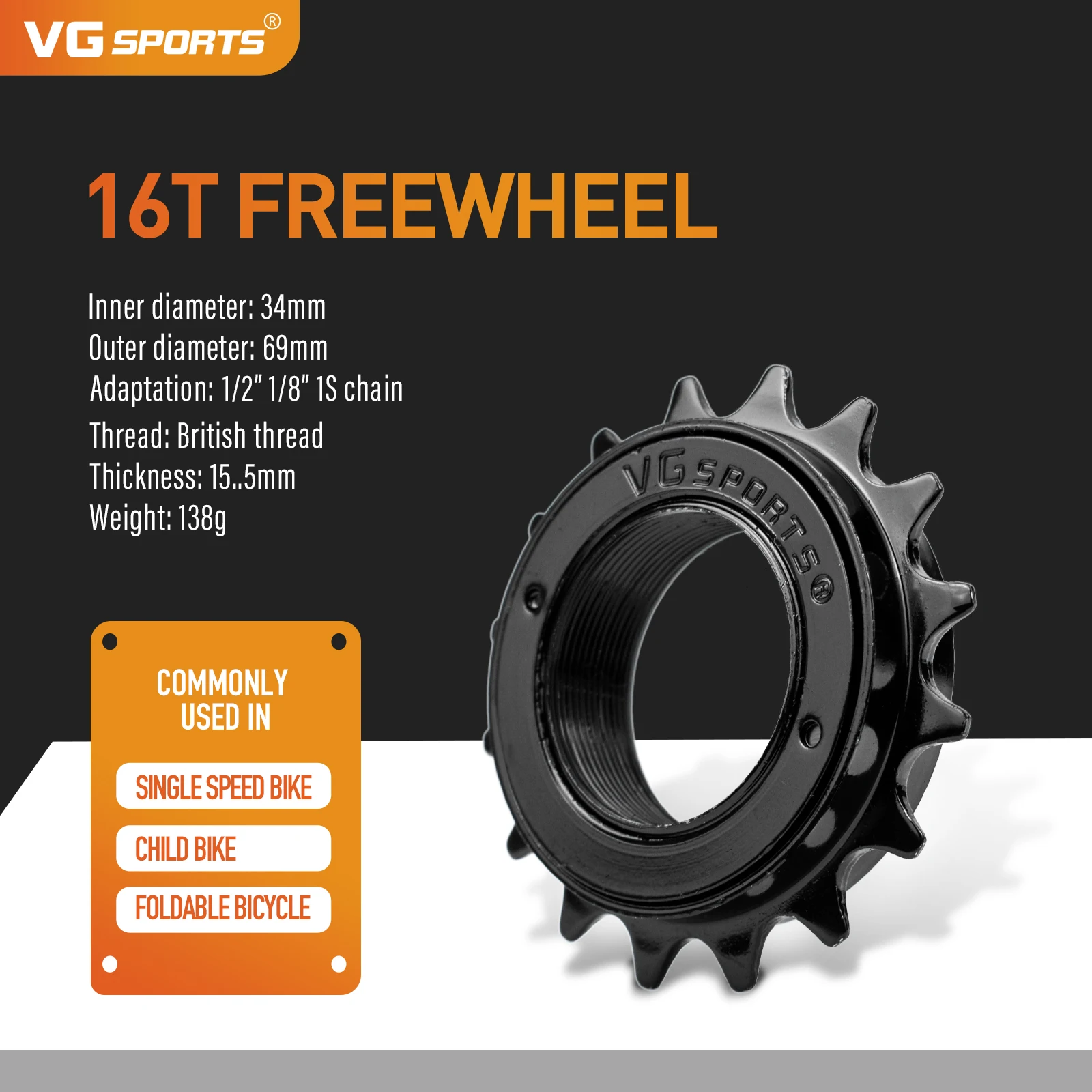 1pc VG Sport 16T/18T/20T/22T/24T 34MM Single Speed Fahrrad Freilauf Kettenrad Teil für BMX 1 Geschwindigkeit Cog Getriebe Fahrrad Zubehör
