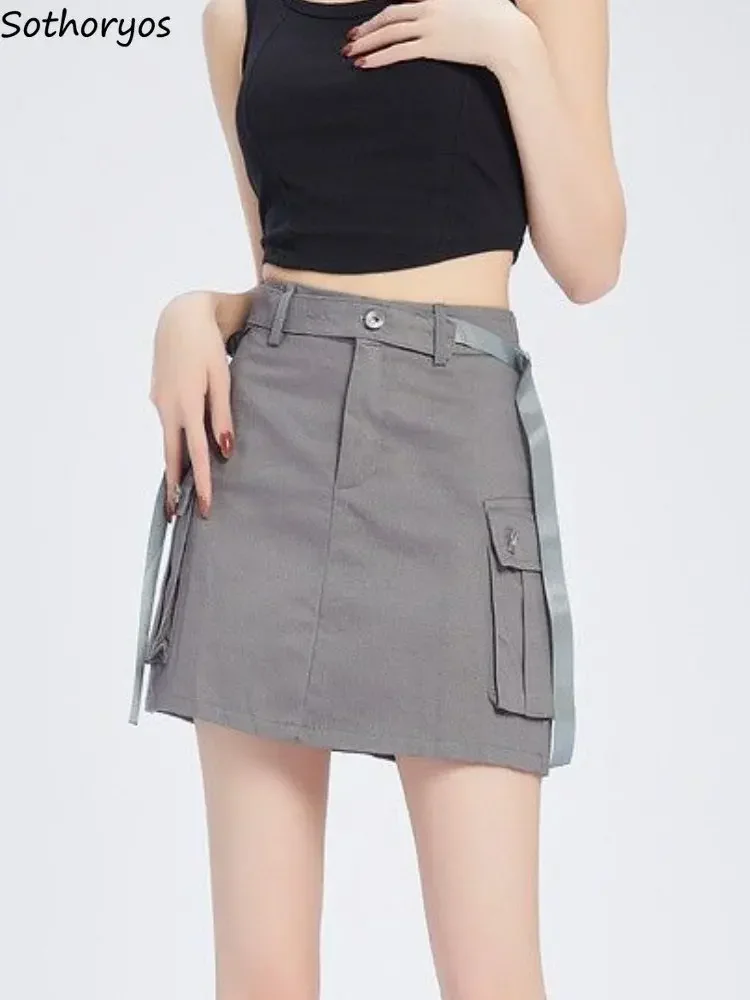 

Cargo Skirts Women Retro Trendy American Style Design Hotsweet Simple Leisure All-match Sexy Girls Mini Cool High Waist Daily