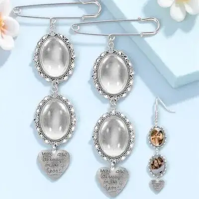 

2 шт. фото кулон DIY свадебный букет подвески мемориальная фоторамка булавки пластиковый сплав материал долговечность Декор свадебный букет