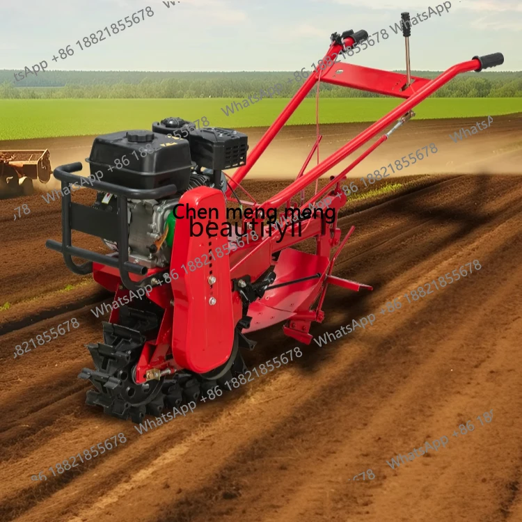 New arrive Diesel hard soil multi-functional chain rail crawler micro-tiller small household Red Bull trencher plowing