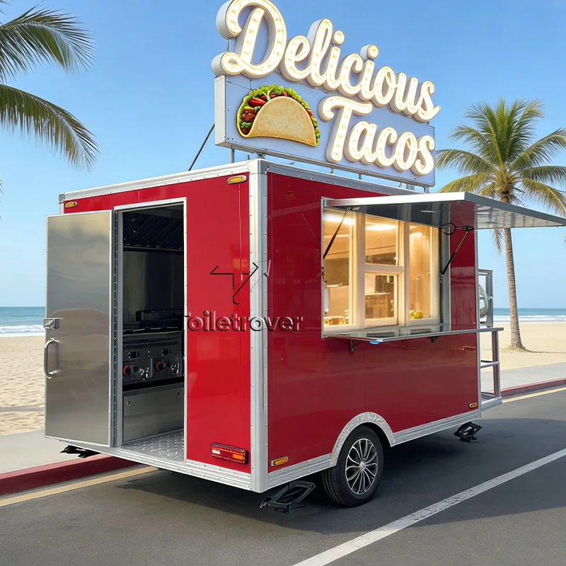 Customizable Food Cart Trailer Vintage Food Truck Trailer Multifunctional Fully Equipped Food Truck  with Deep Fryer