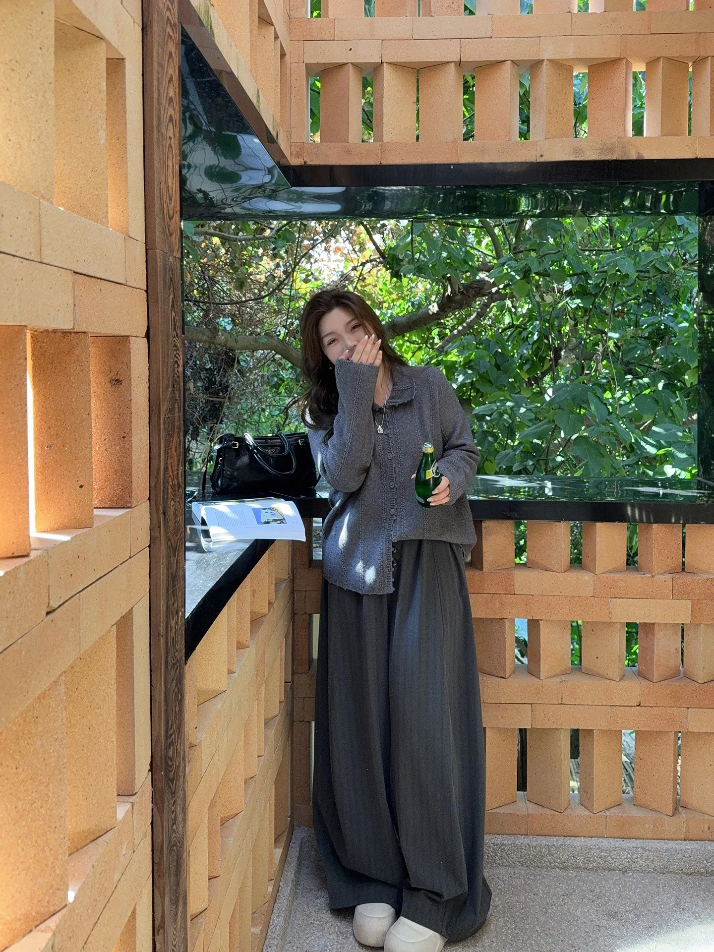 

ay Knitted Sweater with Collar Design Loose Fit Long Sve Women's plus Size Faion Korean Sle Spring Season Casual Wear