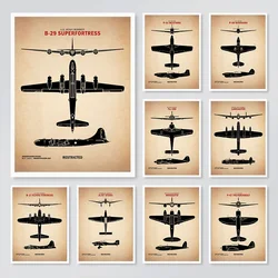 Vintage World War 2 Combat Aircraft Canvas Painting Poster Printing Spitfire Formation Wall Art Picture Home Decoration No Frame