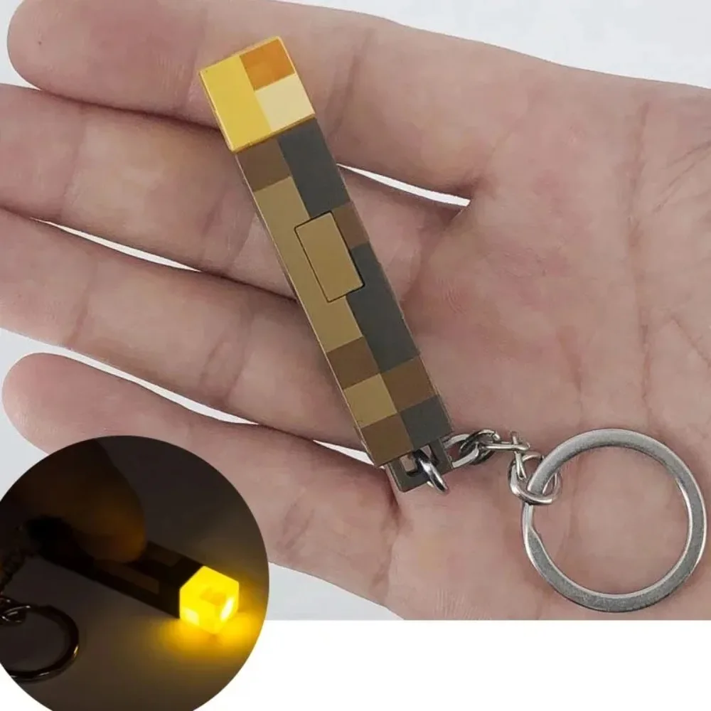 Minecraft Anime Game Pendant Torch Props Game Student Glow Keychain Creativity Male Child Key Ring Birthday Gift