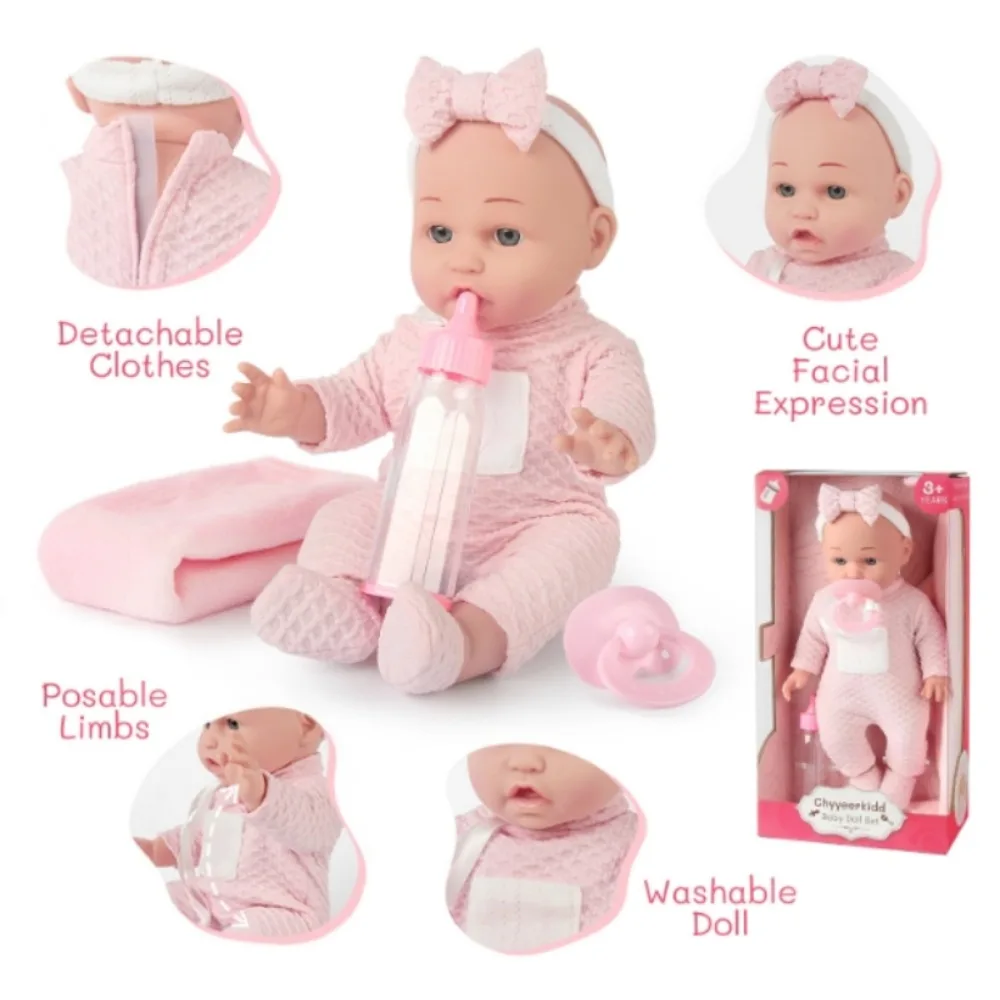 12 ''/30 سنتيمتر دمية طفل للأطفال مجموعة دمى مع مصاصة زجاجة تستخدم في الرضاعة بطانية هدية عظيمة للفتيات الملابس الوردية التظاهر اللعب