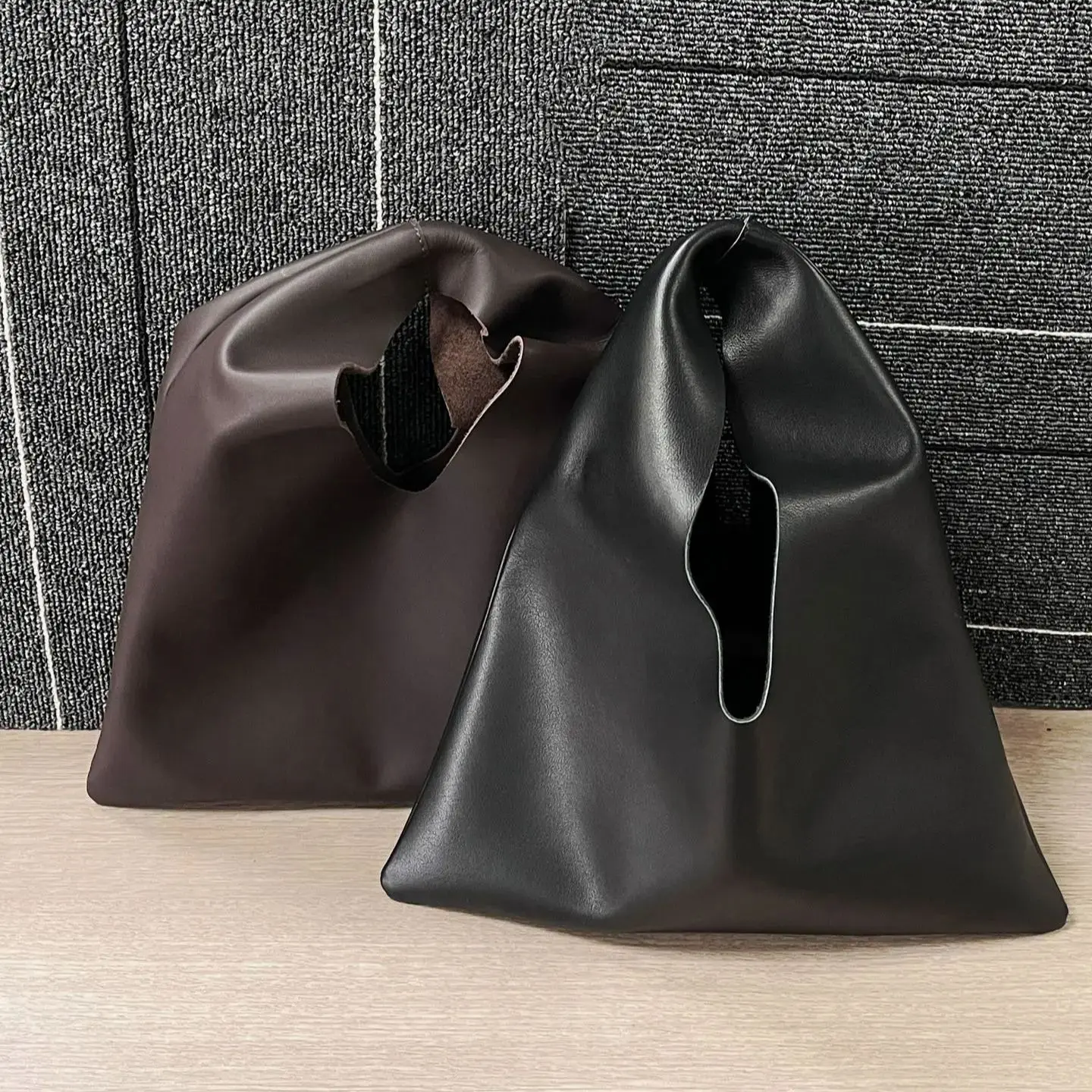 Soft Breathable Premium Triangle-Shaped Cowhide Handbag Versatile Minimalist Tote Bag