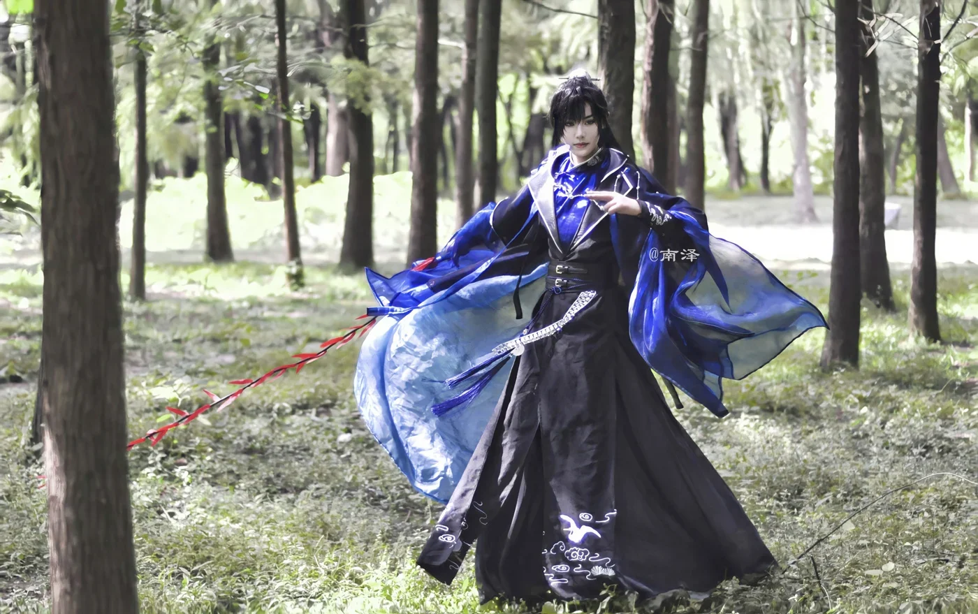 أزياء Erha and His White Cat Master التأثيرية أزياء Mo Ran Doujin التأثيرية Chu Wanning Moran Antiquity Black Cosplay