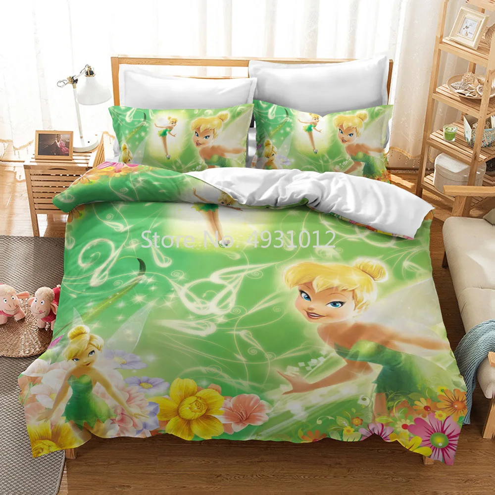 

Disney Tinker Bell and The Pirate Fairy HD Printed Pattern 3D Quilt Cover Pillowcase Children Full Size Bedding Set Girls Gifts