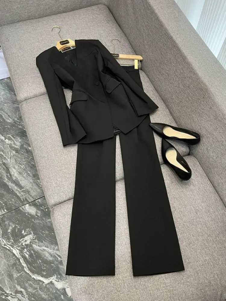 

Женский комплект костюма с v-образным вырезом, высококачественный формальный комплект из двух предметов Ele Godd Sle Busin Wear