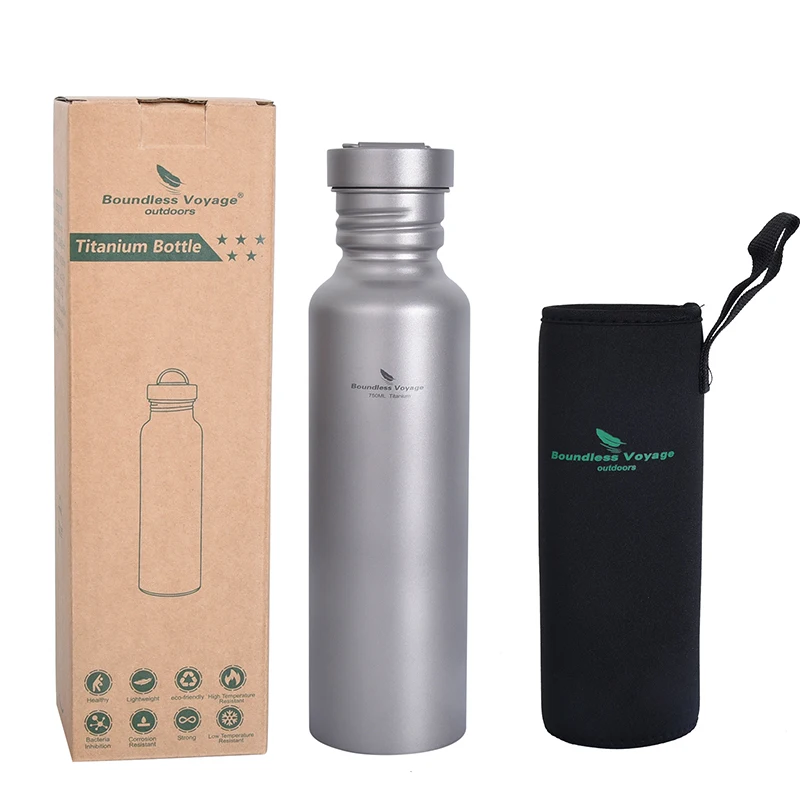 

Boundless Voyage Titanium Water Bottle 750ml Bacteriostatic Flatware Outdoor Cycling Hiking Camping Tableware Sports Bottle