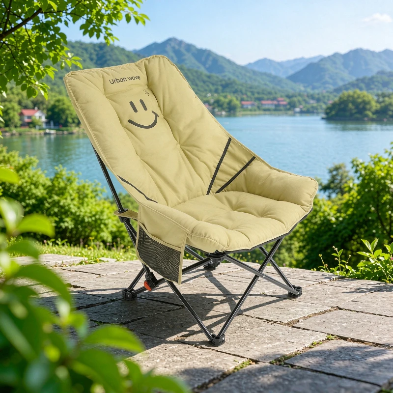 High Back Folding Camping Chair Portable Moon Chair Outdoor Lounge Seat Beach Picnic Fishing Travel 캠핑 의자 휴대용