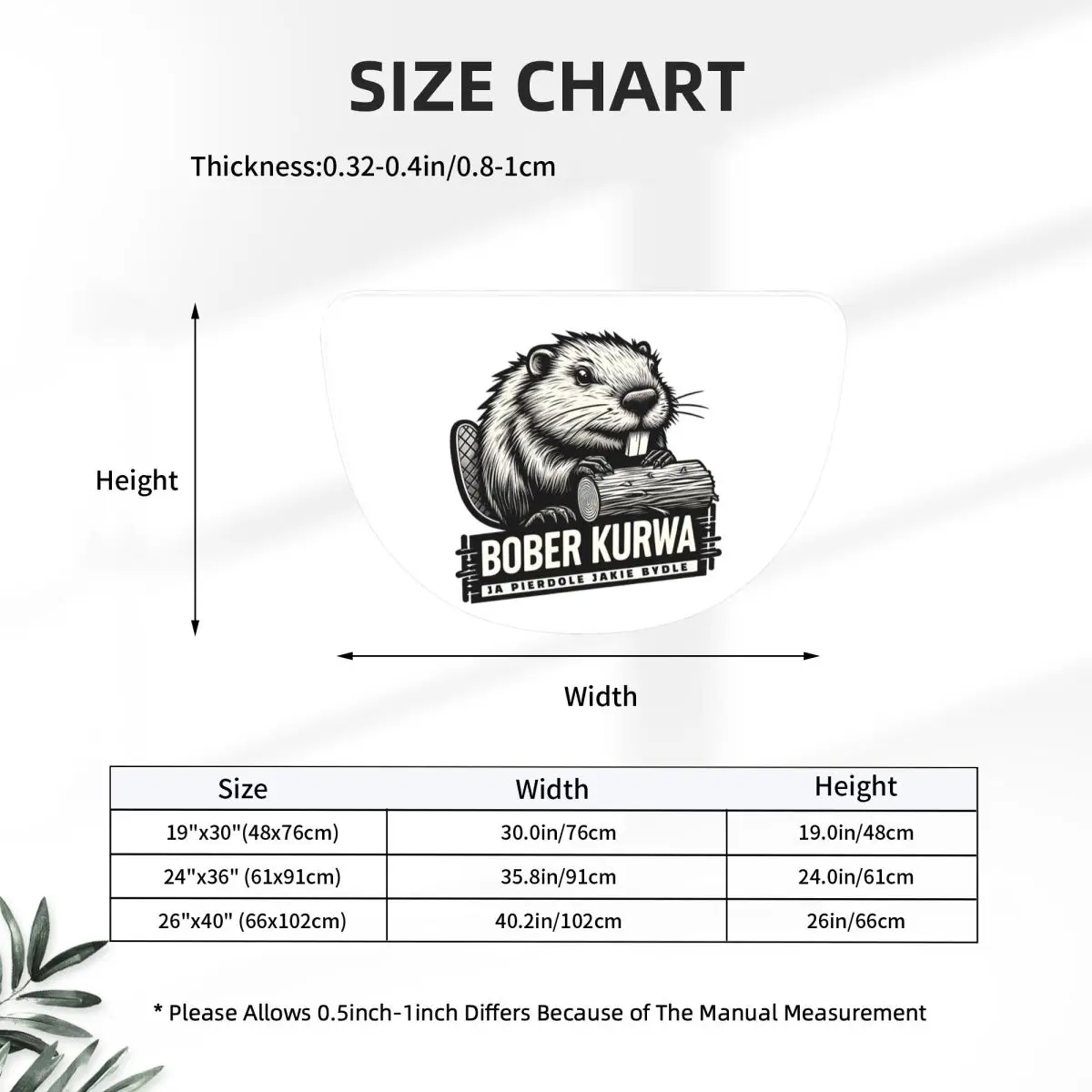 Poland Beaver Bober Polish Bobr Kurwa Flannel Half Round Doormat Non Slip Bathroom Mat Absorbent Floor Carpet for Living Room