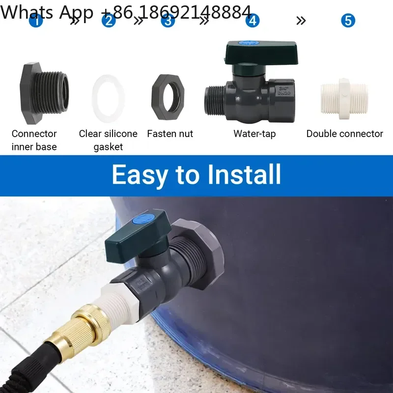 rain bucket faucet PVC bucket diverter kit with baffle connector hose faucet adapter for bucket shower system