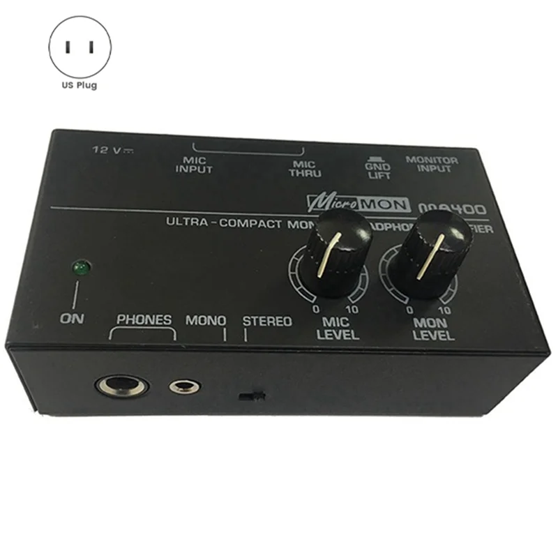 Dependable-MA400 Headphone Preamplifier Microphone Preamplifier Audio 6.35Mm & 3.5Mm Headphone Outputs Mixer US Plug