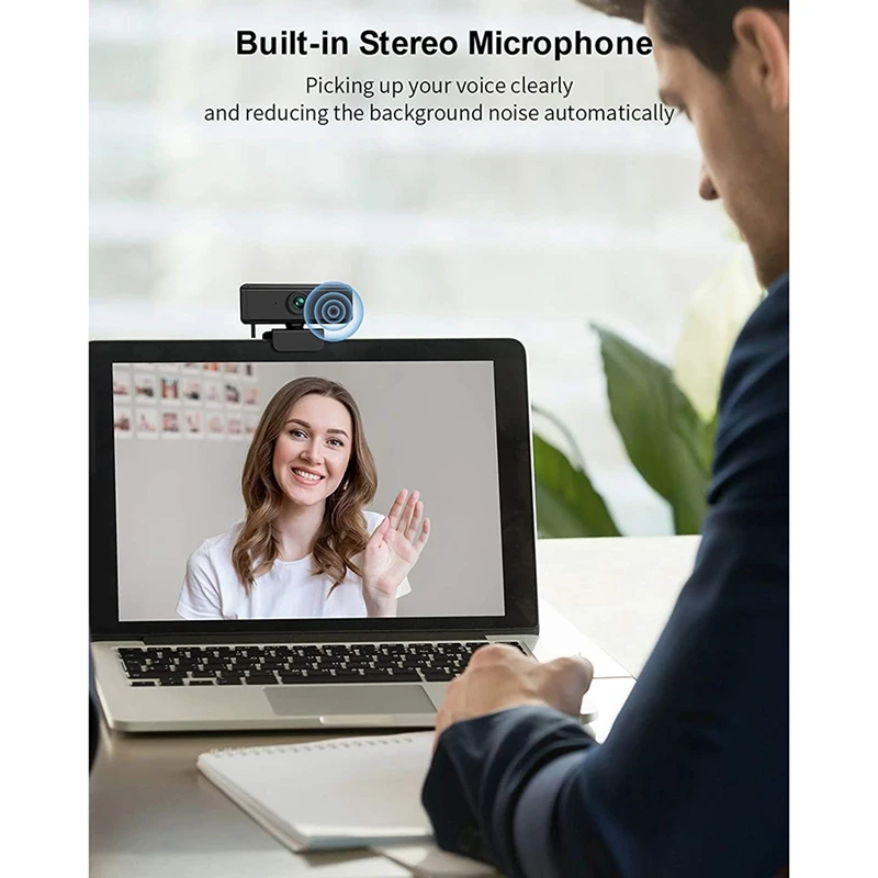 Webcam 1080P com microfone, câmera web USB para PC para desktop, laptop, compatível com Windows, Mac, chamada de vídeo, conferência