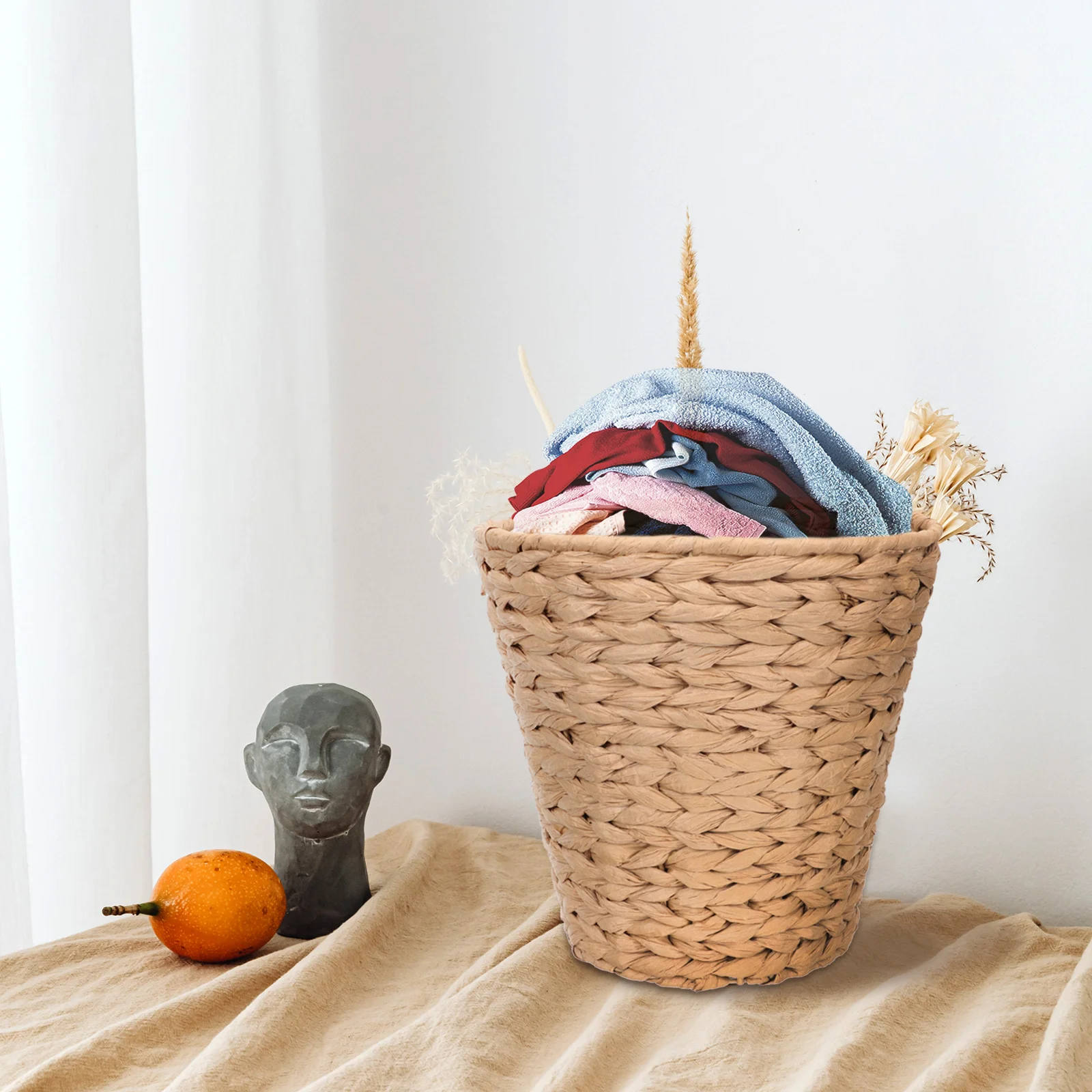 

Multifunctional Paper String Storage Basket Imitated Rattan Trash Can Home Desktop Organizer Household Woven Basket For Clothes