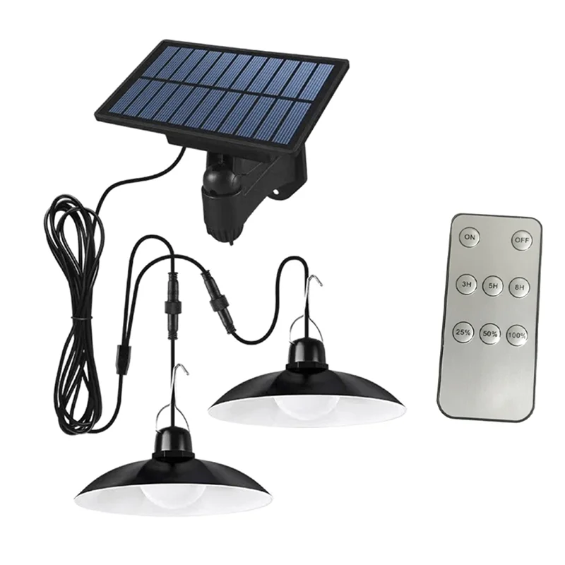 llcs-led-ランプ屋外用ソーラーペンダント電源ライト防水デザインダブルヘッドシャンデリア装飾屋外小屋納屋用