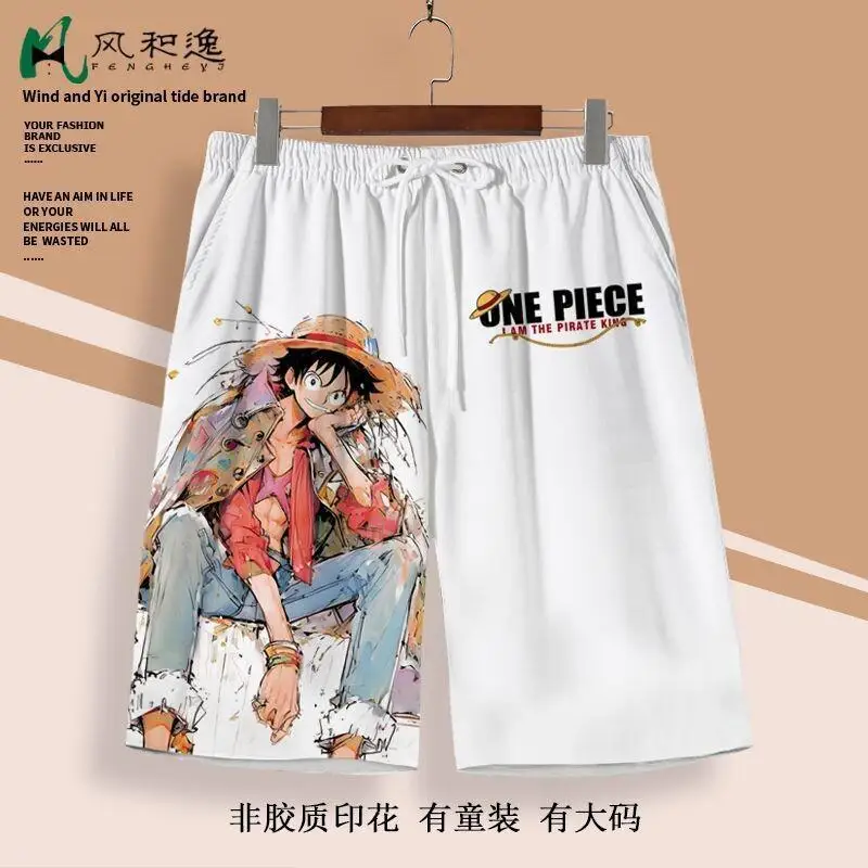 One Piece Shorts Mid Length Beach Lightweight Quick Dry Men Summer Beach Cartoon Print Anime Style Plus Size Water Friendly Cute