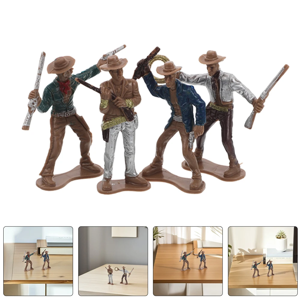 

12 Pcs Western Cowboy Figure Toys Farm Character Model Decorate Decoration Plastic Animal Figures Party Supplies Mini Action