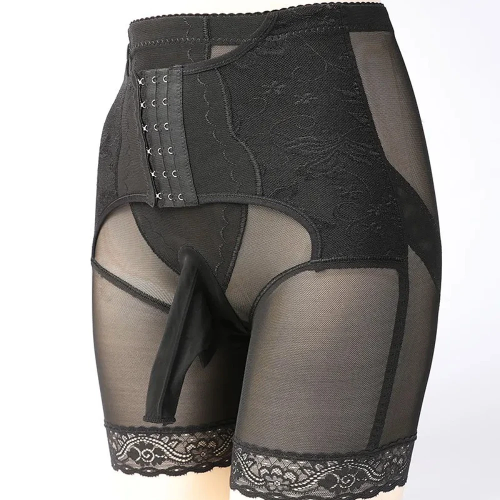 

Summer Men Breathable Breasted Button-Up Waist Hip-Lifting High-Waisted Shapewear Panties Stretch Long Boxershorts Tummy Control