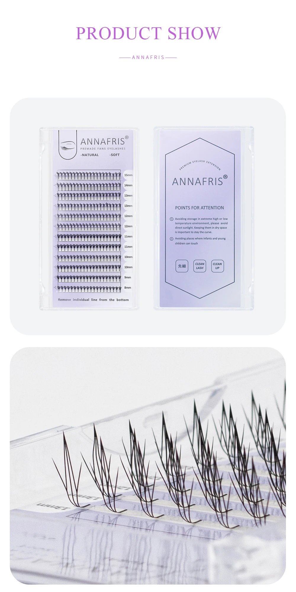 ANNAFRIS LU/M Curl Comic Spire Lashes Vorgefertigte Fächerwimpern Anime-Effekt Weiche Federwimpern Flatternde Wimpernverlängerungen – Detail 7