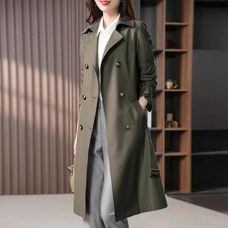 High End Women's Long Jacket With Lining 2026 Spring And Autumn New Fashionable Trench Coat Loose And Slim Lace-Up Windbreaker