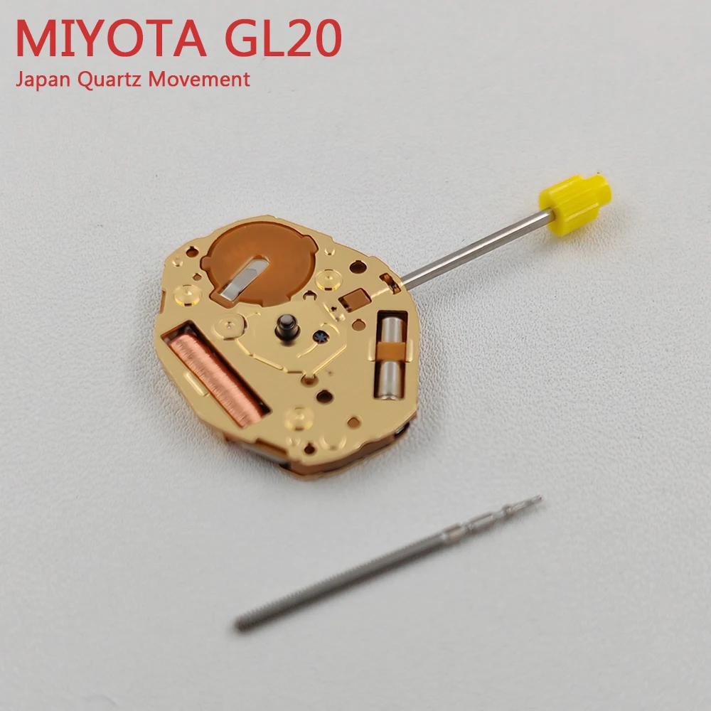 Japón Miyota GL20 movimiento de reloj de cuarzo modificación reemplazar mecanismo Super GL20 movimiento de cuarzo dorado con batería/piezas de vástago