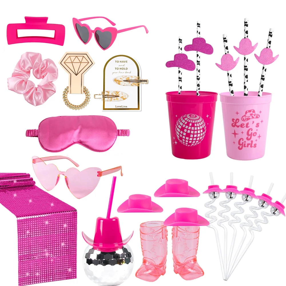 Último rodeo, decoración de fiesta de gallina rosa, gafas de sol con forma de corazón, lazos para el pelo, gomas para el pelo, vaquera occidental, despedida de soltera, cumpleaños, boda