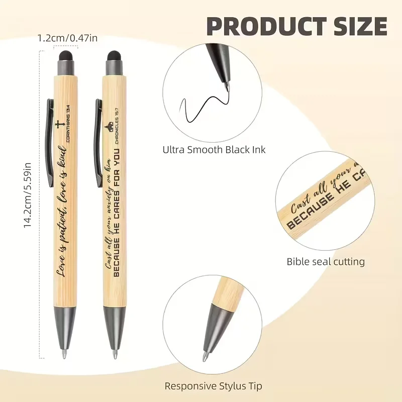 10/20 Pcs Inspirational Bible Verse Ballpoint Pen Wholesale Bamboo Christian Touchscreen Pen Gift For Office School Religious