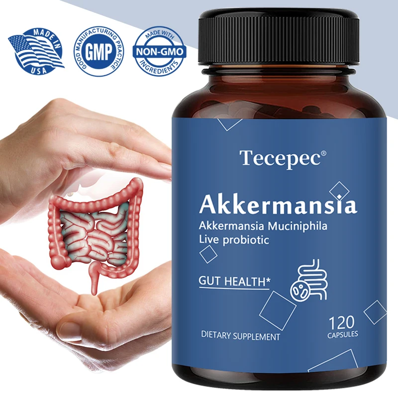 Akkermansia Probiotics with Prebiotic Fiber - Delayed Release, 100M AFU Live Strain, for Gut Health in Men and Women