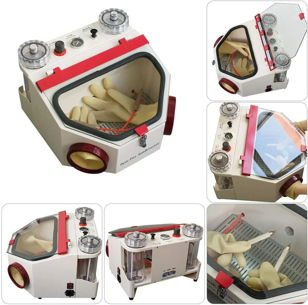 Dental Laboratory Sandblasters with LED Electric Twin-Pen Blasting  Sandblasting Machine for Jewelry Restoration Laboratory
