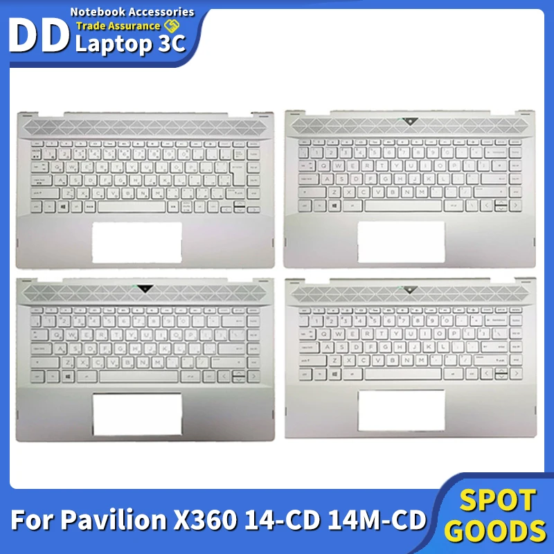 

New Original Laptop Palmrest Cover With Camera Keyboard For HP Pavilion X360 14-CD 14M-CD TPN-W131 Notebook Accessories Silvery