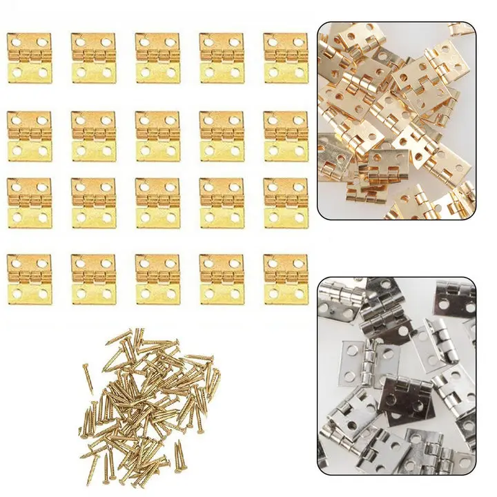 20PCS Hinges Home Improvement Nails Wine Boxes Copper Gold/Silver Hinges Suitable For Jewelry Boxes Tool Boxes