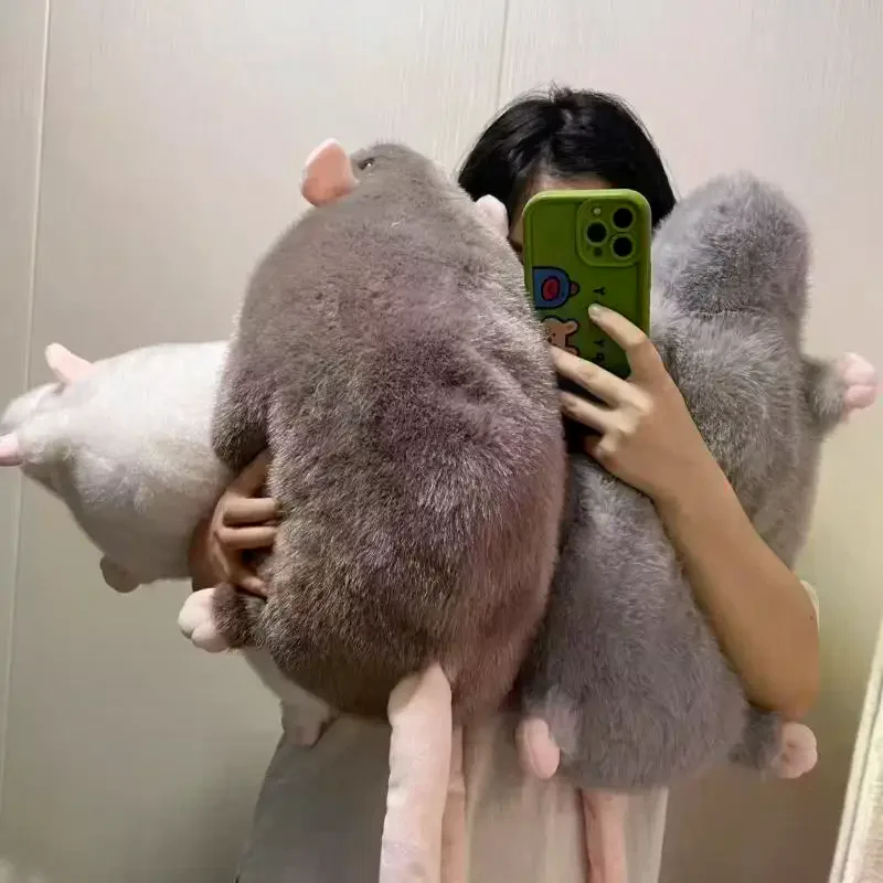 1Pcs 35/50/90cm Cartoon Flower Branch Rat Soft Oversized Animal Figure Cute Simulation Big Mouse Plush Toy Pillow Birthday Gift