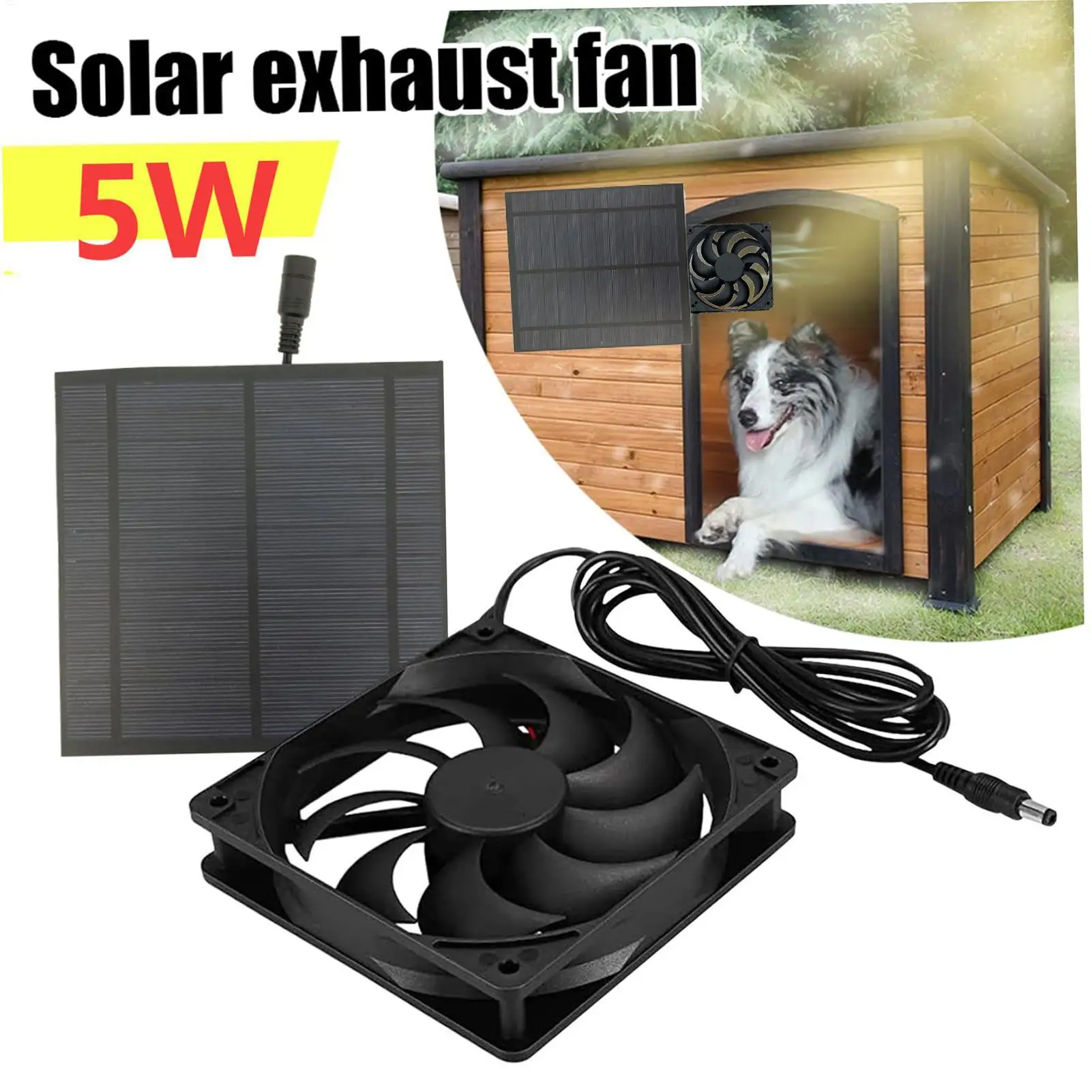 Ventilatore solare per pollaio all'esterno Pollaio Ventilatore di sfiato solare Potente dispositivo di raffreddamento Kit di scarico dell'aria versatile per picnic
