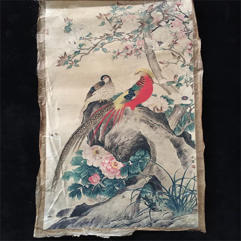 

China Old Scroll Painter's Rice Paper Wall Art Slice Yu Jigao's luxurious attire and wealth Picture Traditional Asian Decor