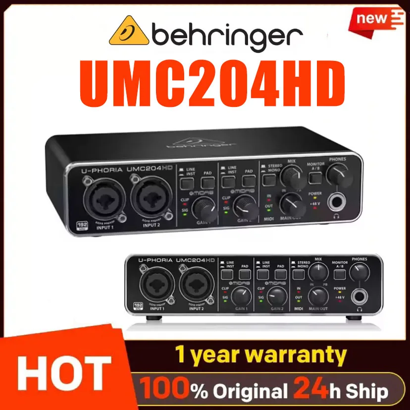 Behringer UMC204HD Audio Interface Sound Card Independent External Recording Sound Card For Live Broadcast