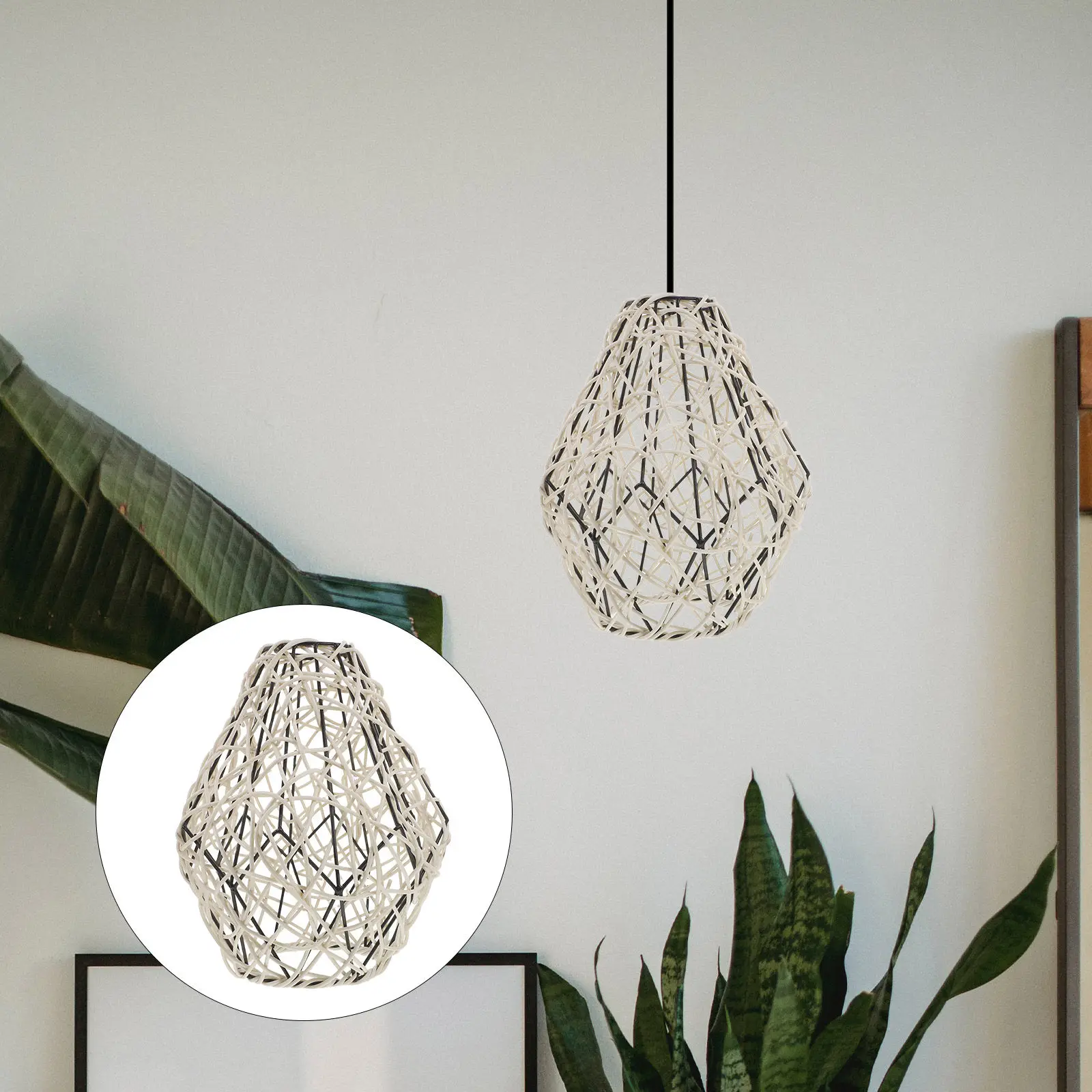 

Креативный пластиковый абажур из ротанга для подвесного светильника, декоративный чехол для лампы для столовой, гостиной, кафе, художественное потолочное освещение