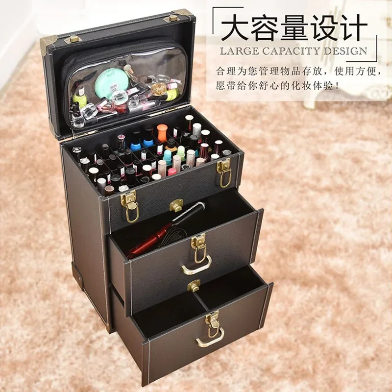Professional trolley nail box beautician makeup toolbox with large capacity