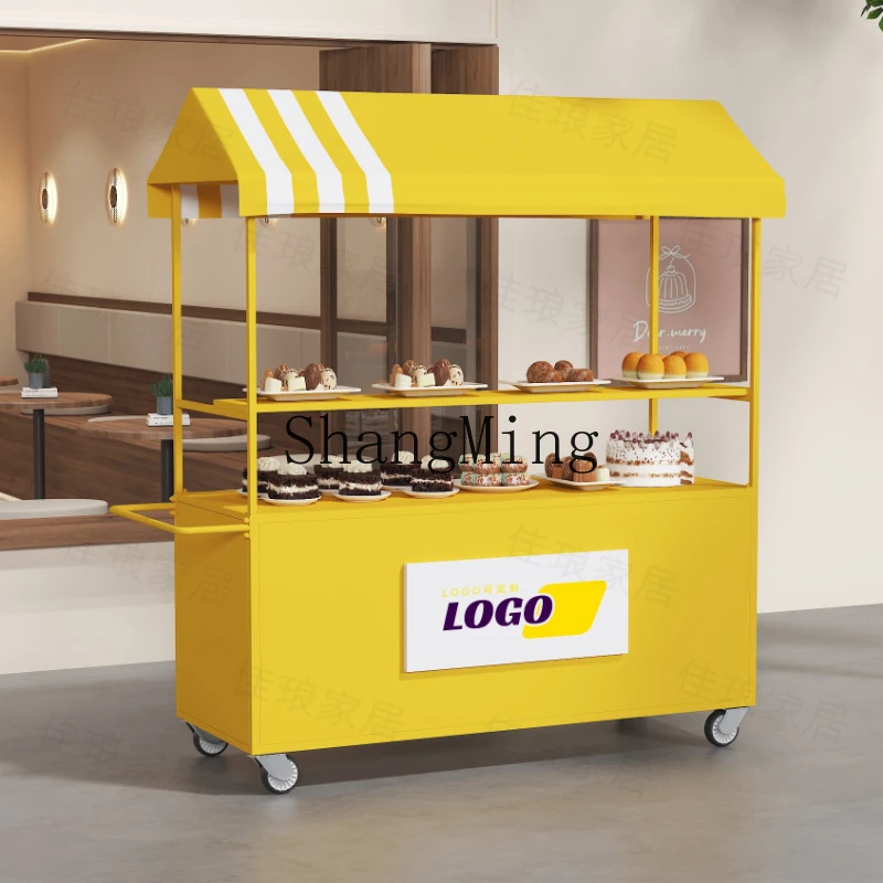 CLsimple night market stall trolley wrought iron flower car sales outdoor mobile food stall