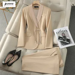NAVIU Autumn Winter Women Pant Suit Office Ladies Female Business Work Wear 2 Piece Set Formal Blazer Jacket And Trouser