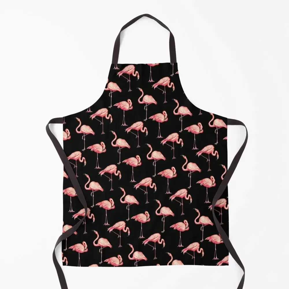 

Flamingo Pattern - Black Apron Cooking Clothes for women with pocket Kitchen Tools Accessories men's barbecue Apron