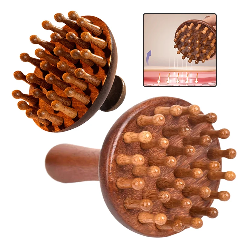 

1Pcs Portable Sandalwood Gua Sha Massage Brush Head Neck Abdominal Leg Body Meridian Massager Wooden Massage Tools