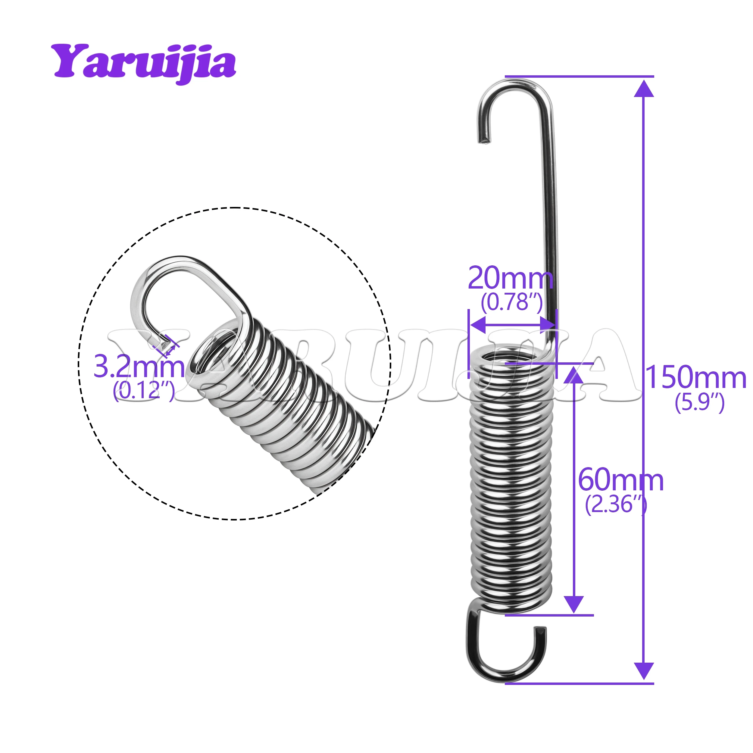 Yaruijia Titanium Alloy Kickstand Spring, 150mm Length, Suitable for Electric Motorcycle Kickstands