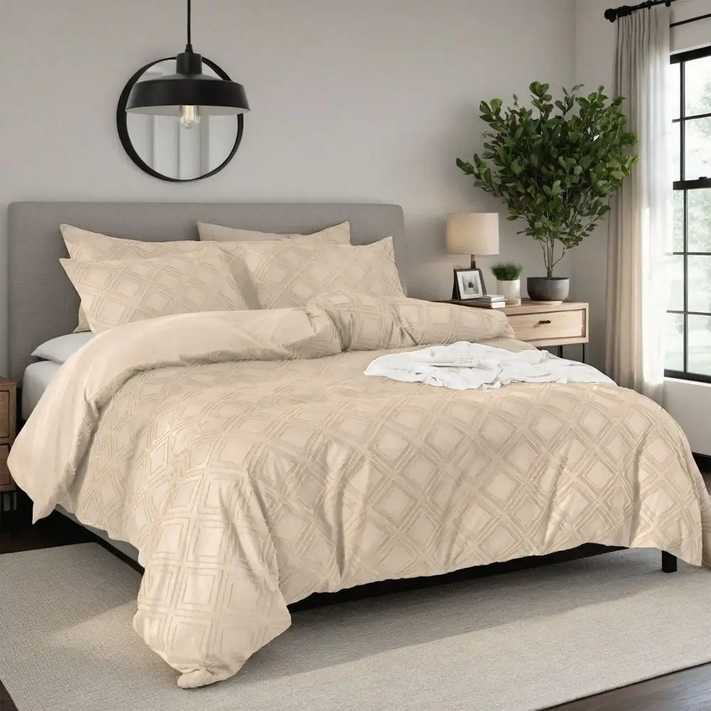 

Shaped Floral Tuft Three Piece Set Bohemian Style Blue Beige Green Queen And King Size Bedroom Decoration Includes Two Pillowca