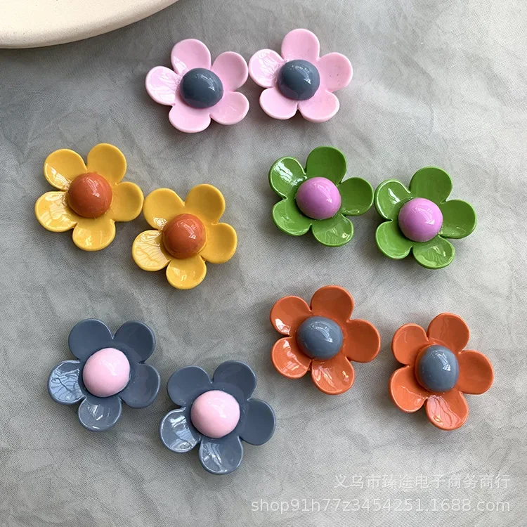 5pcs Summer Candy Color Small Flower Five-petal Flower Resin Flower Crafts for DIY Jewelry Making Accessories